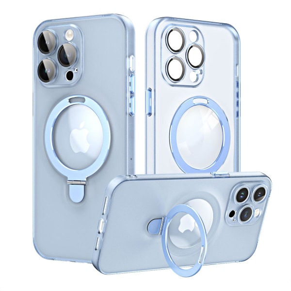Genomskinligt Magsafe- case kompatibelt med Iphone 15 Pro Max, matt PC Stötsäkert tunt cover med magnetisk ringhållare Blue For iPhone 15 Pro Max