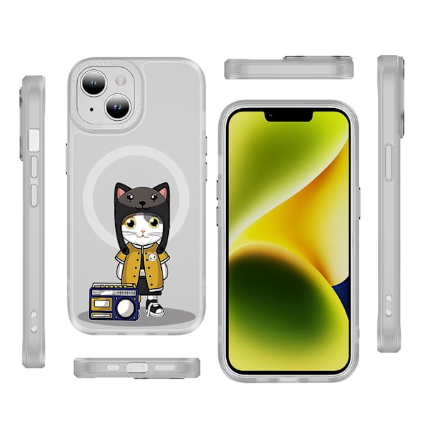Creative Painted Pattern Matte Hudvänlig Magsafe Magnetic Phone Case Lämplig för Iphone och andra modeller Style G Transparent Black Ypcx