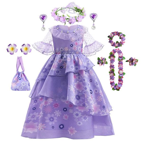 Encanto Isabella Mirabel Prinsessklänningar För Flickor Barn Halloween Födelsedag Bal Karneval Fest Barn Cosplay Kostym L Hairpin 130(size 5-6T)