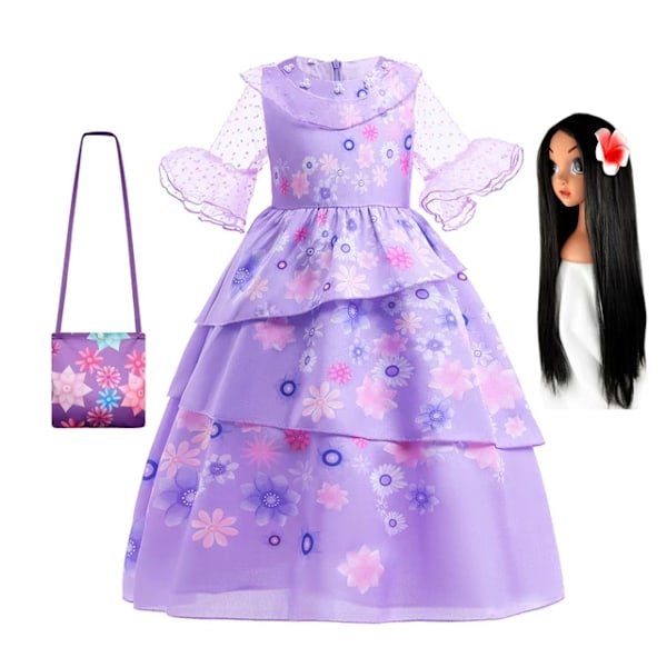 Blomster Encanto Kostym Isabella Charm Klänning Flickprinsessklänning Fantasy Fest Barnkläder 4 4T(Size 110)