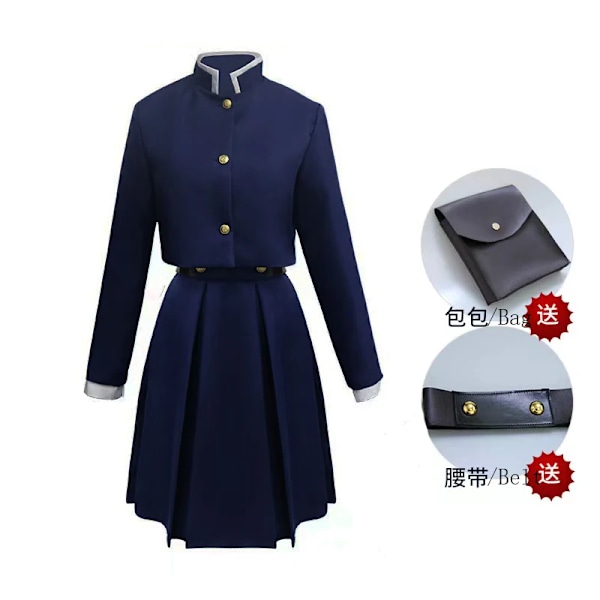 ANIMECC i lager S-2XL Kugisaki Nobara Cosplay Kostym Peruk Ficktatuering Strumpor Anime Halloween Kvinnor Uniform Full Set för Kvinnor M Blue costume