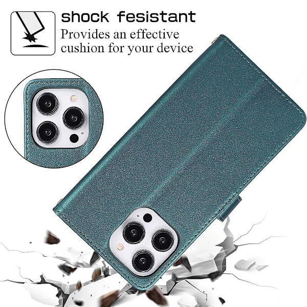 Crossbody dragkedja case kompatibel med Iphone 15 Pro Max, Pu läder stötsäkert cover med korthållare och rem Purple For iPhone 15 Pro Max
