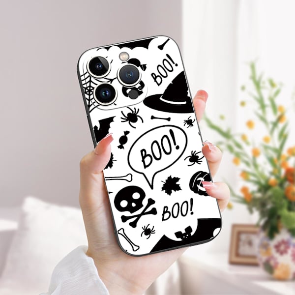 Creative Halloween Cartoon Tpu Gummi Stötsäkert Phone case För Iphone 15 Case Series Style H Svart Ypdt0891