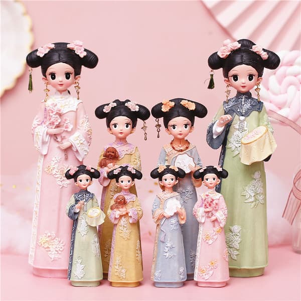 Kina Hanfu liten prydnad 811-4A Medium kudde valp