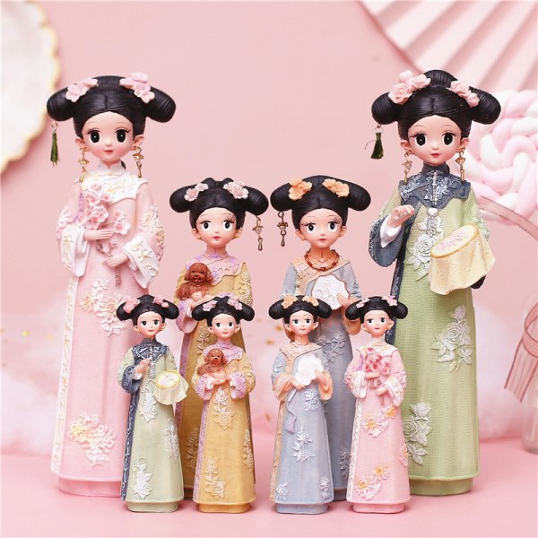 Kina Hanfu litet smycke 811-3AM medium med blomma i handen