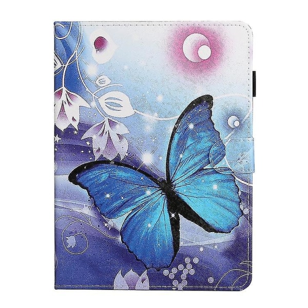 För Ipad 9.7 2017/2018/air 2/air/ipad Pro 9.7 Färgat ritmönster Horisontellt Flip Pu Case Blue Butterfly