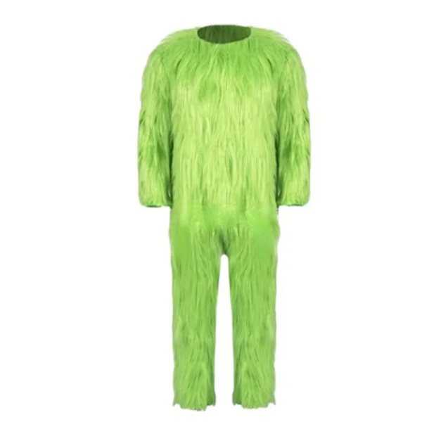 Nyår Jul Grön Päls Cosplay Kostym Jultomten Monster Förklädnad Unisex Jul Fest Halloween Karneval Fest Rollspel XXL black