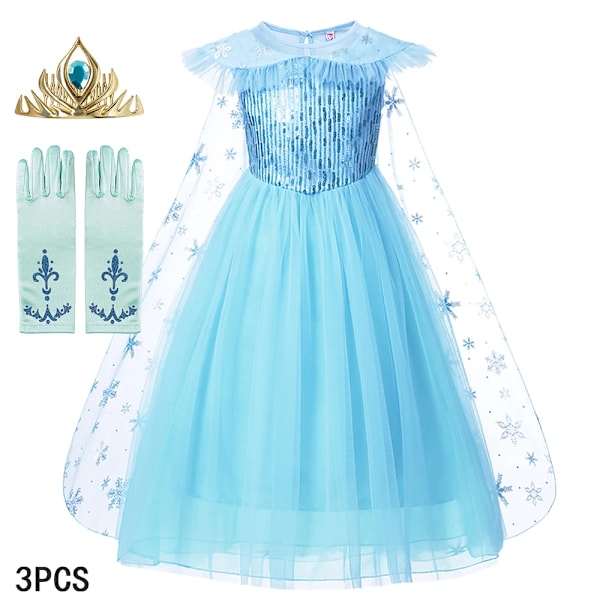 Disney Frozen Elsa Klänning för Flickor Snödrottning Anna Klänning Lyxklänningar Karneval Halloween Flickor Cosplay Kostym Frozen Kostym T Elsa Dress 2-3Y (100)