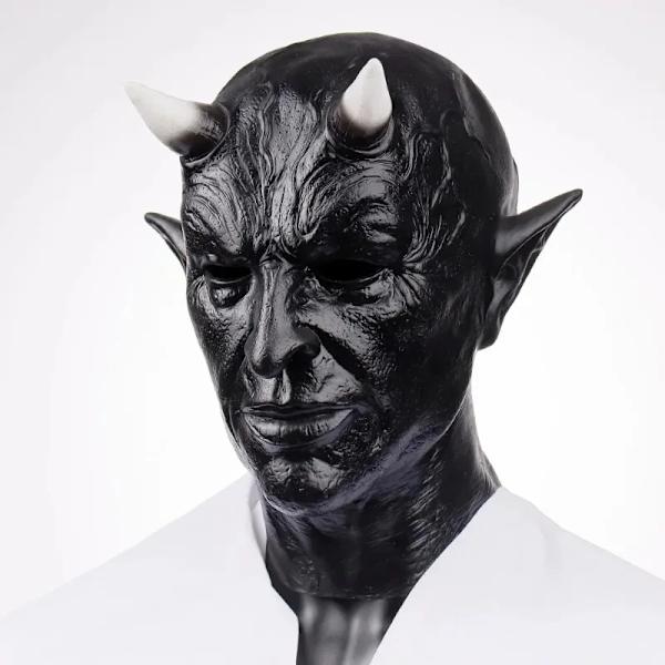 Mephistopheles Demon Horn Mask Halloween Cosplay Unisex Horror Devil Killer Latexhjälm Maskerad Karneval Party Kostymrekvisita B