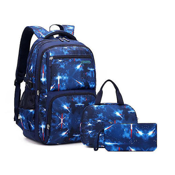 Pojkar Ryggsäckar 3 Delar Set Skolväskor Stor storlek Väska För tonåringar Barn Ryggsäck Big Boy Ryggsäck Mellanstadieelever 3pcs blue