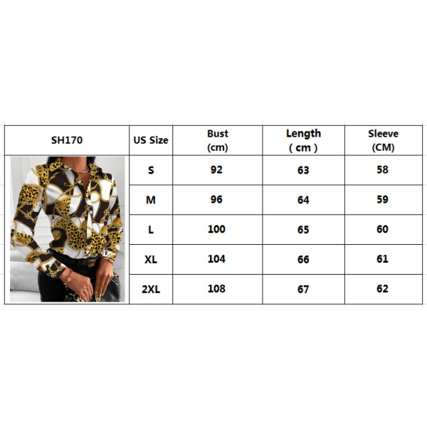 Skjorta tryckt temperament skjorta dam prickig kedja L