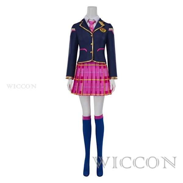 Song Hana Cosplay Anime Kostym Skolflicka D.va JK Uniform Topprock Kjolar Kostym Halloween Dva 3:e Part Outfit för Kvinnor M costume and wig