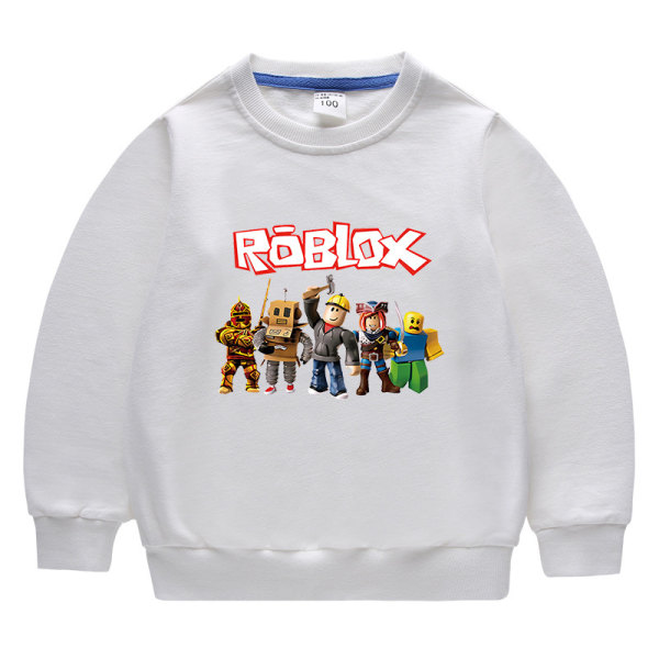 Barnkläder-Roblox rund hals sweatshirt-vit 130cm