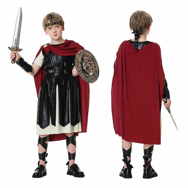 Spartan Warrior set Roman Gladiator Cosplay Halloween Carnival kostym för vuxet barn Child no shield knife S
