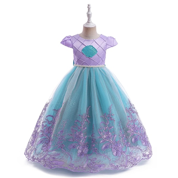 2024 Disney Flickor Födelsedag Sjöjungfru Skal Klänning Barn Jul Bal Klänning Ariel Kostym Halloween Cosplay Prinsessa Siren Robe TIARA 7-8T(140)