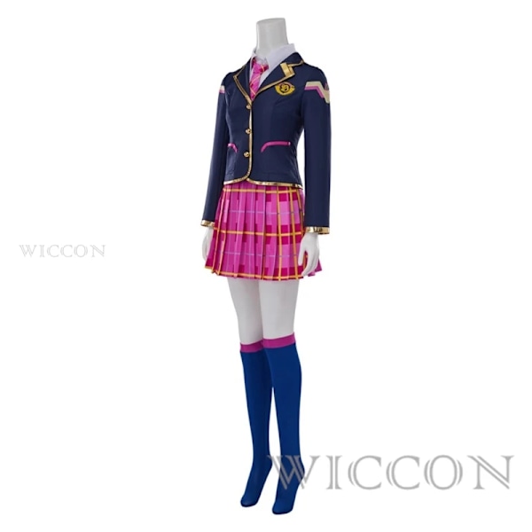 Song Hana Cosplay Anime Kostym Skolflicka D.va JK Uniform Topprock Kjolar Kostym Halloween Dva 3:e Part Outfit för Kvinnor XL FULL SET