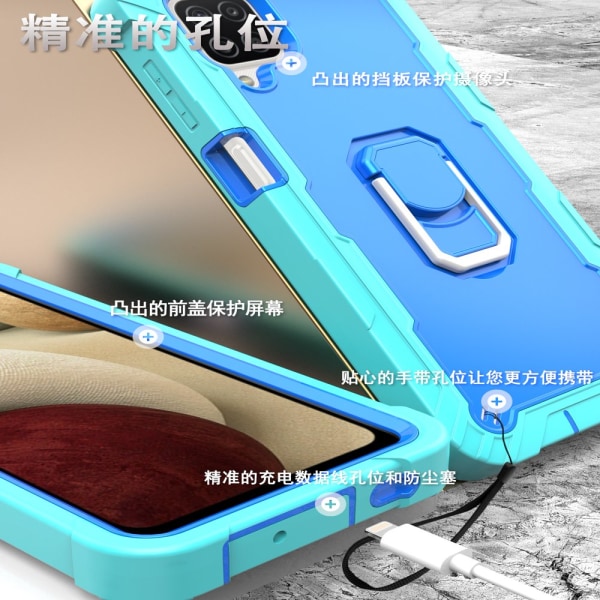 Case för Samsung A12 5G Case, Galaxy A12 Case, Allytech Slim Fit Rugged 3-lagers stötsäkert skydd Hybrid Kickstand Phone case Cover för green+blue