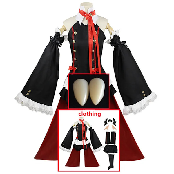 Seraph Of The End Krul Tepes Cosplay Kostym Uniform Anime Owari no Seraph Häxa Vampyr Curl Tepes Kläder För Kvinnor XXL A2