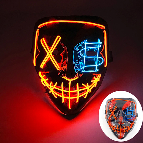 2024 Halloween Trådlös Rave Mask Dekoration Luminous LED Purge Mask Neonljus Glödande För Karneval Mörka Nätter wireless mask 11