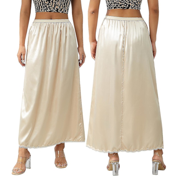 Halv Slip Lace Lång Elastik Midja Underkjol Kvinnor Satäng Halv Slips Champion XL