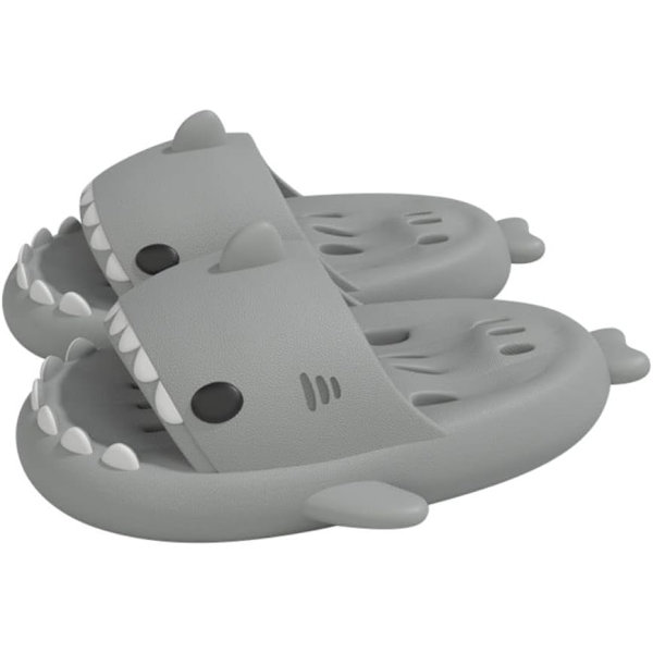Shark Haj Tofflor, Lämplig för vuxna och barn Söt Tjock Sula Hajar Halkfria Tofflor Inomhus Duschtofflor Sandaler Shark Slippers A Grey 40/41 EU