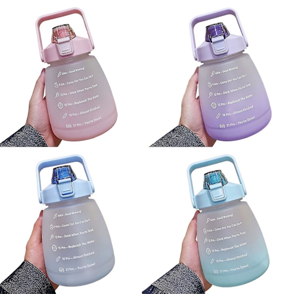 1400 ml vattenflaska med tidsmarkör Läcktät sugkopp Lätt att bära Bärbar läckagesäker utomhussportvattenkokare - Jxlgv Purple