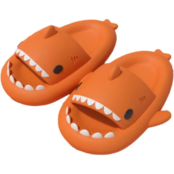 Shark Haj Tofflor, Lämplig för vuxna och barn Söt Tjock Sula Hajar Halkfria Tofflor Inomhus Duschtofflor Sandaler Shark Slippers Orange 36/37 EU
