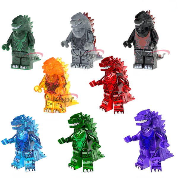 8 st Godzilla byggstensfigur barnleksaker
