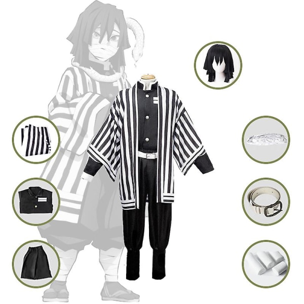 Anime Expo Tecknad karaktär Cosplay Kostym Demon Slayer Kochou Shinobu Kimetsu No Yaiba Tanjirou Nezuko Cosplay Kimono Wig V kids 120cm Iguro Obanai  2