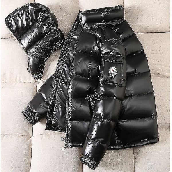 Herr Shiny Down Jacket Herr Vinterjacka Ståkrage Dunjacka Med Hoodbest Present Till Jul Black 2XL