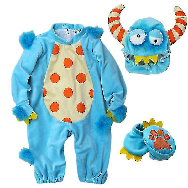 Småbarn Dinosaurie Dräkt Barn Söt Hooded Onesie Animal Cosplay Kostym Blue elves 100CM