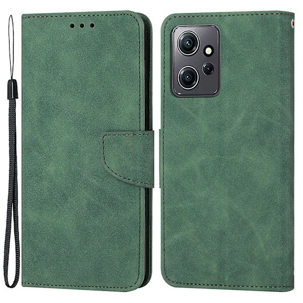 För Xiaomi Redmi Note 12 4g Enfärgad Pu Läder Phone case Stativ Plånbok Flip Cover med rem Green