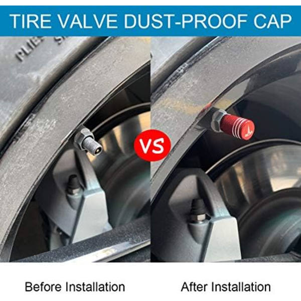 VIHIMAI 4PCS däckkapslar, aluminiumlegering cap dekorativt tillbehör Kompatibel för Tesla Model YXS 3 (svart) red Compatible for Tesla
