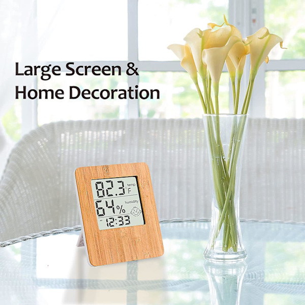 Fuktighetssensor Hygrometer Inomhustermometer-klocka Dekorativ Bamboo Digital Hygrometer null none