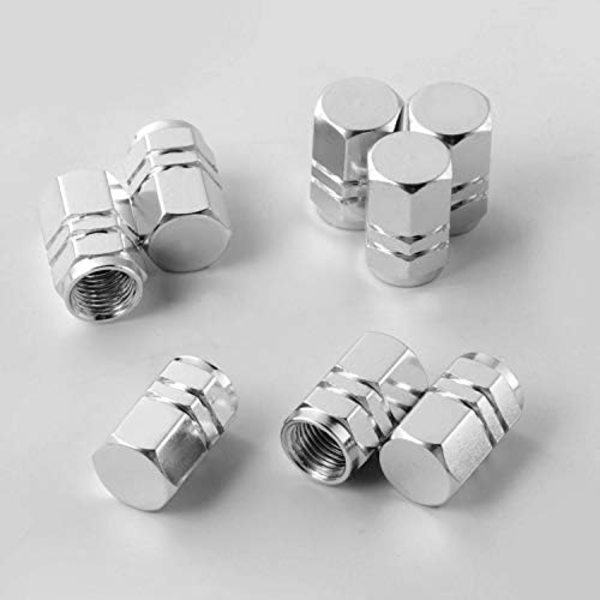 EBOOT 8 delar Däckstamventilkåpor Hjulventilkåpor Dammtät cap för bil, hexagonform (blå) Silver