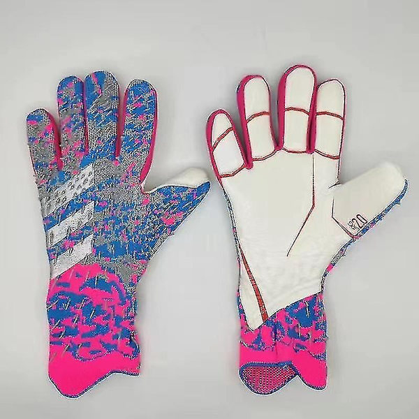 Professionella silikongummi Vattentäta halkfria handskar Latex Vuxna Barn Fotboll Målvaktshandskar-sswyv pink and blue 10