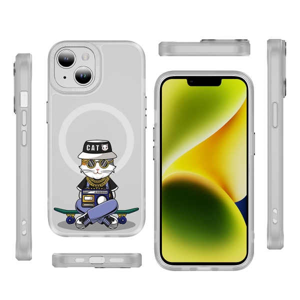 Creative Painted Pattern Matt Magsafe Magnetic Phone Case Lämplig för Iphone och andra modeller Style G Transparent Ypcx0120
