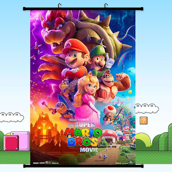 Super Mario Bros Dukmålning Tecknad bild Väggkonst Rumsdekoration Anime Estetisk affisch Vardagsrum Kontor Heminredning SIze 40X60CM Mario-D