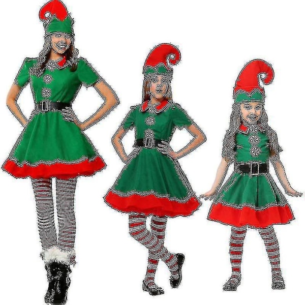 Jultomtekostym Familj Vuxen Barn Fancy Dress Santa Helper Outfits_y 11-12 Years Women