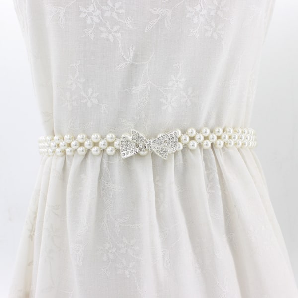 Rhinestone Pearl Midjekedja Modeklänning Dekorativt elastiskt bälte