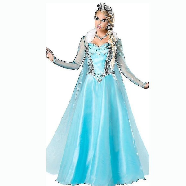Otwoo Vuxen Prinsessan Anna Elsa Kostym Jul Cos Fancy Dress Outfit Elsa XXL
