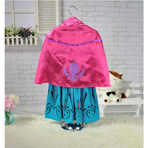 Tjejer Bomullsfoder Långärmad Klänning Cape Set Anna Princess Dress
