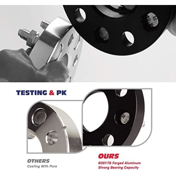 6x5,5 hjuldistanser, KSP smidda 1&#34;(25 mm) 6x139,7 mm till 6x139,7 mm gängstigning M12x1,5 navhål 108 mm adaptrar för Tacoma 4Runner Tundra F black No Lip-6X5.5-1inch