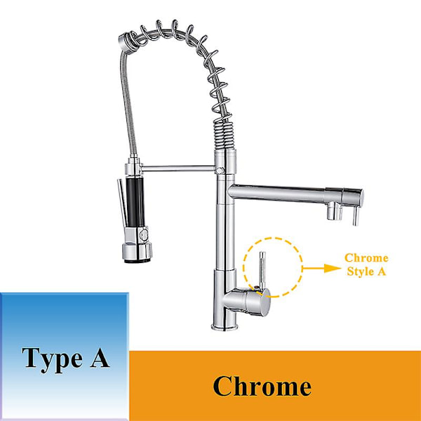 Shinesia Chrome Färdig Utdragbar Fjäder Köksblandare Vridbar pip Kärl Diskbänk Blandare Varmt och kallt C Poland Chrome A