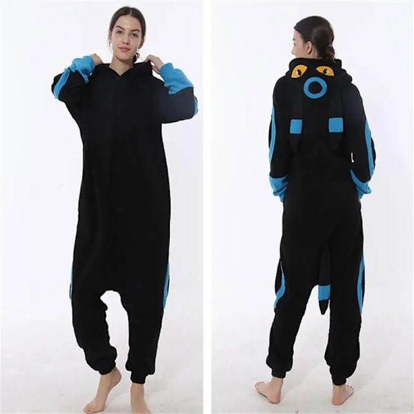 Kigurumi Vuxen Anime Cosplay Kostym Svart Umbreon Onesie Unisex Cartoon Tvättibjörn Pyjamas Fest För Kvinnlig Manlig S Gold