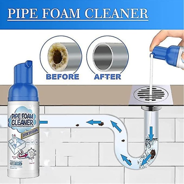 Drain Pipe Foam Cleaner, Pipe Dredge Deodorant Clog Remover 1Pcs