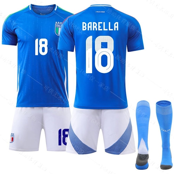 2425 Italiens hemmatröja EM-fotbollskläder nr 14 Kiyeza 18 Barrera no.18+socks #3xl