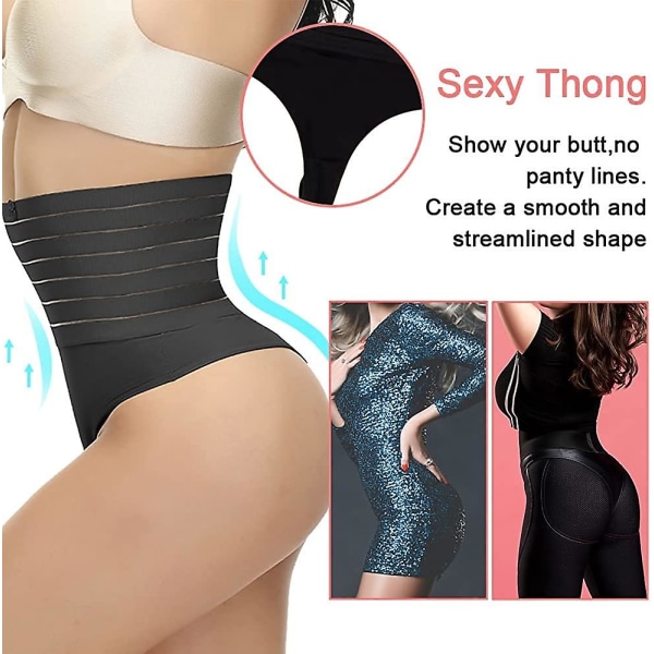 String Gainant Femme Culotte Gainante Thong Gaine Amincissante Taille Haute Trosa Invisible Minceur Ventre Plat Culotte Sculptante Shapewear Black S