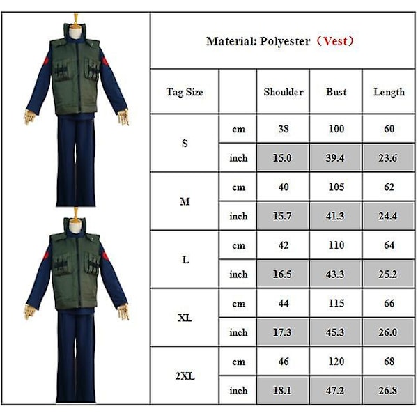 Naruto Anime Hatake Kakashi Cosplay Party Kostym Väst Jacka+toppar+byxor Set Outfits Set Presenter M