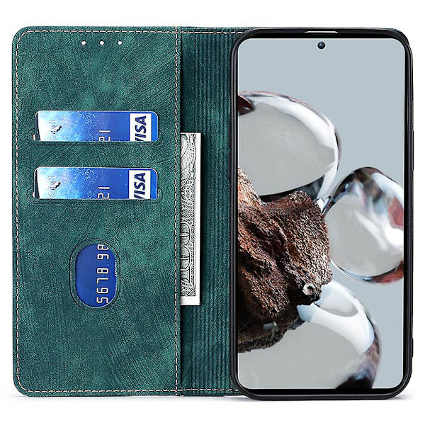 Texturerat cover för Xiaomi Redmi Note 12 Turbo / Poco F5 5g Rfid blockerande plånbok Magnetisk läder Flip Stand Case Green